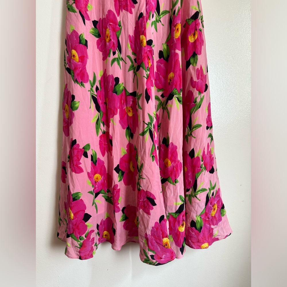 The Kooples Pink Floral Silk Midi Dress S - Picture 8 of 11